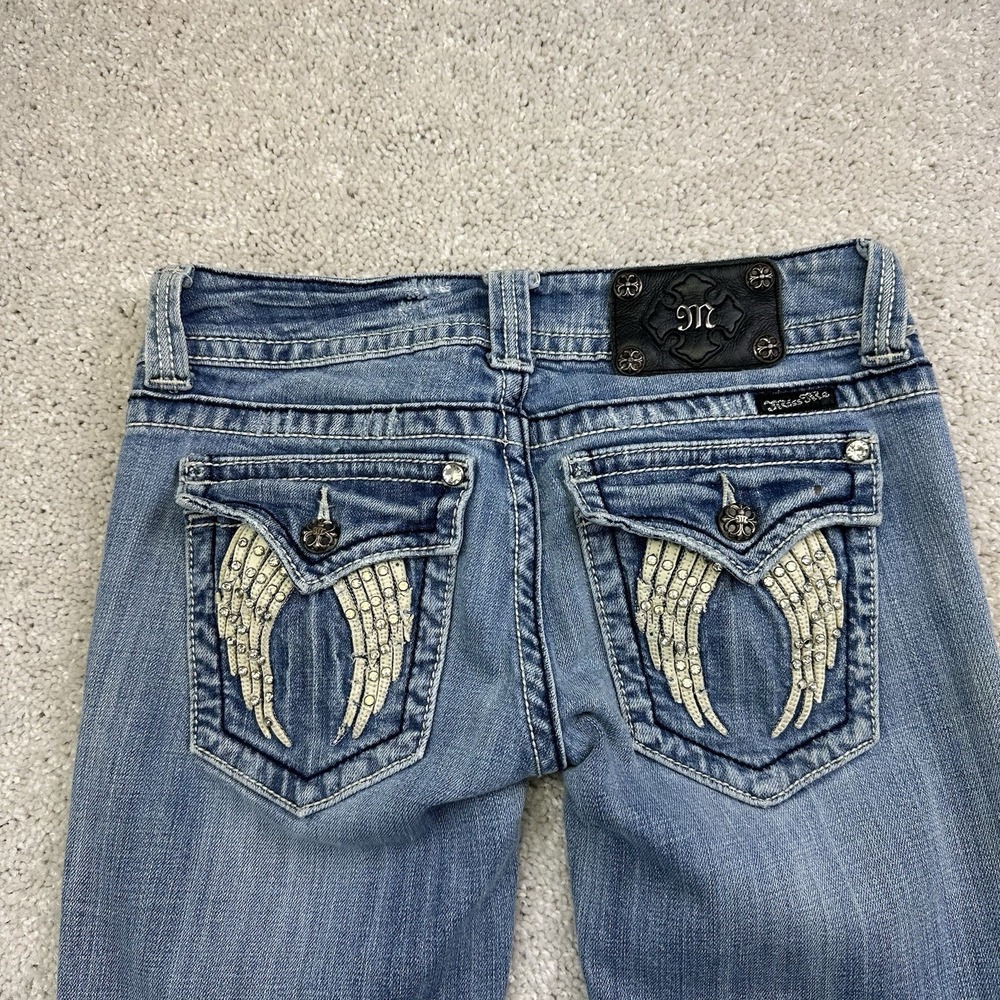 Miss Me Jeans Stylish Angel Wings Diamond Blings Pants Womens Chloe Boot Size 28